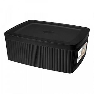 Лоток для хранения Econova 295х225х110 мм, с крышкой, черный 433238913