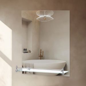 Зеркало настенное, с полочкой и ограничителем 50х40 см.