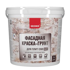 Краска-грунт фасадная для плит OSB Neomid Proff 3 в 1, база C, бесцветная, 7 кг