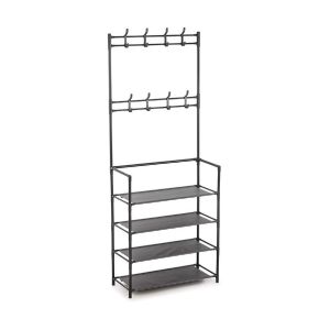 Вешалка напольная гардеробная Рыжий кот, 4 полки + крючки, 170x60x27 см, черная