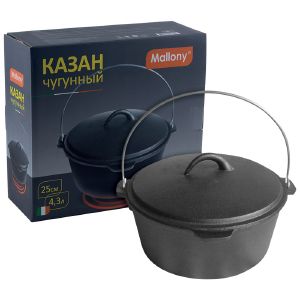 Казан чугунный MALLONY 3,4 л походный с крышкой КС-25