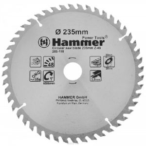 Диск пильный по дереву HAMMER FLEX 235х30 мм 48 зубьев с переходным кольцом 30/20 мм