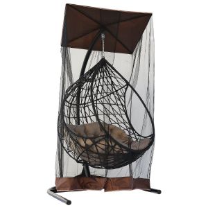 Кресло подвесное Фелиса с крышей арт.7021, корзина коричневая, подушка бежевая