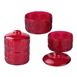 Конфетница КАПРИЗ 2-х ярусная, красная М6048