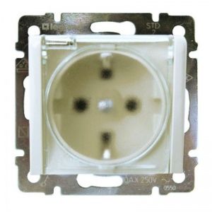 Мех. розетки 1-м. с/у с/з LEGRAND VALENA с крышк.(IP44) Белый 774220