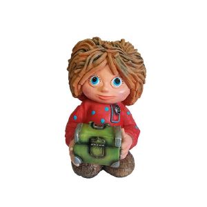 Фигура садовая Нафаня с сундучком зелёный