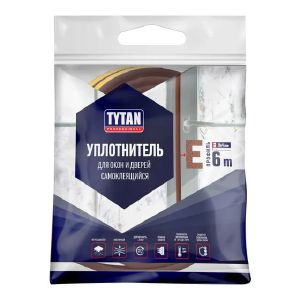 Уплотнитель для окон E-профиль Tytan Professional, 9 x 4 мм, 6 м, коричневый