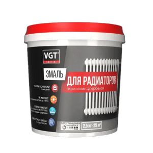 Эмаль для радиаторов VGT Профи ВД-АК-1179, акриловая, полуглянцевая, супербелая 2,5 кг