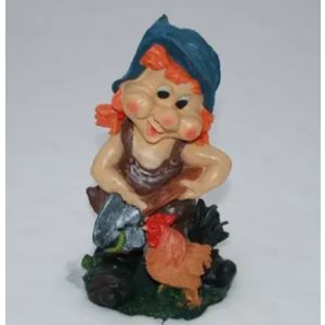 Фигура садовая Гном Девочка с курицей и лопатой 19х20х31 см