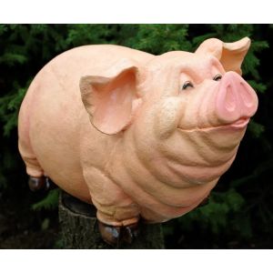 Фигура садовая Свинка стоит улыбается полистоун