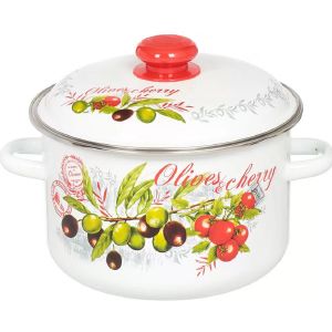 Кастрюля эмалированная, 4,0 л, Сибирские товары, Оливки и черри, 3MD201M