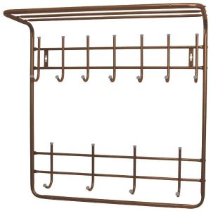 Вешалка настенная с полкой Nika, 11 крючков, 73x71x27 см, медный антик ВПТ11/А