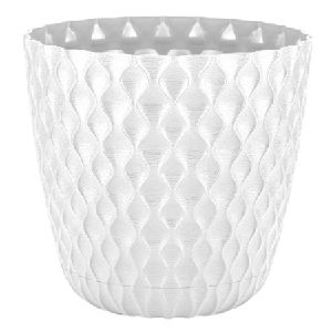 Горшок для цветов InGreen Wave с дренажной сеткой и съемным поддоном 4,7л, D205мм белоснежный жасмин