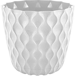 [IG650010048] Горшок для цветов InGreen Wave с дренажной сеткой и съемным поддоном 0,65л,D115мм,бело