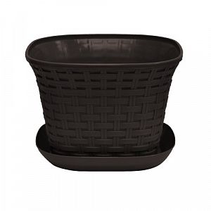 Кашпо Виолет Ротанг 3,4 л, квадратное с поддоном, венге 363405