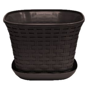 [364605] Кашпо квадратное «Ротанг» 4,6 л  с поддоном  (венге)