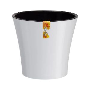 [049103] ГОРШОК АРТЕ 2 л. белый-черный d-15 h-15 см