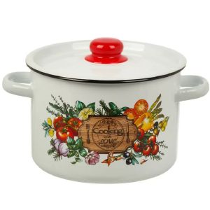 Кастрюля эмалированная, 4,5 л, СтальЭмаль, Смак, 1с17с, белая