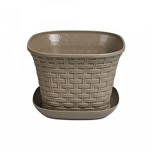 Кашпо Виолет Ротанг 3,4 л, квадратное с поддоном, капучино 3634119