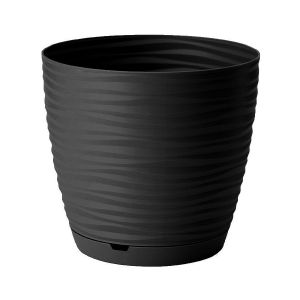 [221610330/02] Горшок для цветов Saffron 5,4 л с поддоном (черный)