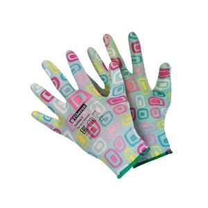 Перчатки садовые, полиэстер, полиуретановый облив, без рисунка, размер 8 (M), цвет в асс.Fiberon