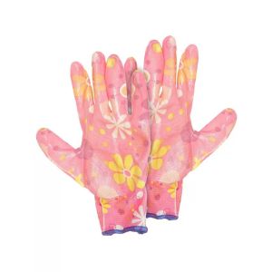 Перчатки полиэстер, нитриловый облив, без рисунка, цвет в ассортименте, Цветочек