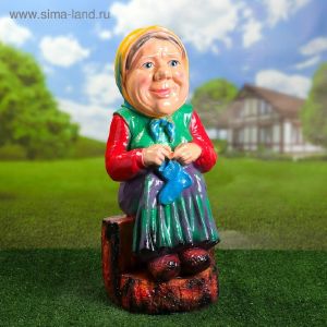 Фигура садовая гипс Бабушка на пне 630*310 мм