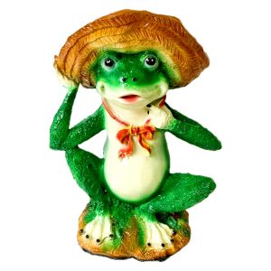 Фигура садовая гипс Лягушка в шляпе 380*300 мм