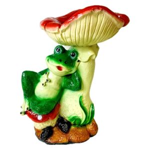 Фигура садовая гипс Лягушка на привале под мухомором 410*350 мм