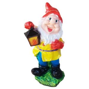 Фигура садовая гипс Гном с фонариком 410*270 мм