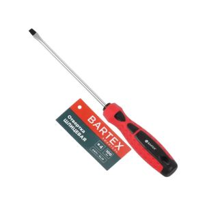 Отвертка плоская, Bartex, SL4, 4х100 мм, антискользящая двухкомпонентная, CrV сталь, Любитель