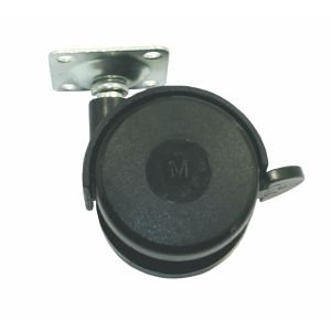 Опора колесная с площадкой, d=50, h=65 с фиксатором, пластмасса черная МЕТАЛЛИСТ