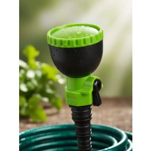 Насадка для полива пластик, 1/2-5/8-3/4, быстросъемная, с краном, Grandy, черно-зеленая