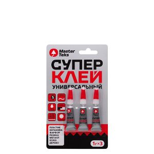 Супер-клей цианоакрилатный MasterTeks, блистер, 1 гр. 3 шт