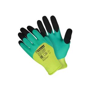 Перчатки полиэстер вспененный латексный облив, без рисунка, разноцветные Fiberon 9 (L)