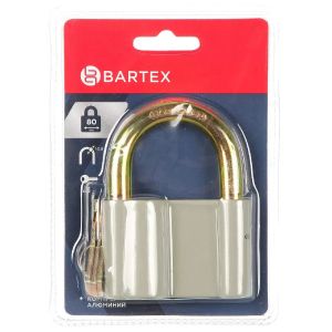 Замок навесной Bartex, блистер, дисковый, 80 мм, алюминиевый, 3 ключа