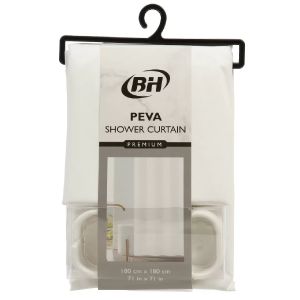 Штора для ванн 180х180 см, Peva, Белый матовый, с кольцами, Y4-11180