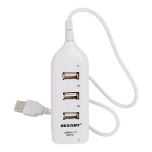 Разветвитель USB 2.0 на 4 порта белый REXANT (18-4105-1)