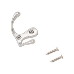 Крючок-вешалка 2 крючка, 2-рожковый, 4.7 см, Стандарт, 002 СР, 10188, хром