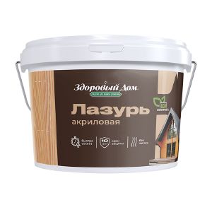 Деревозащитное средство Здоровый Дом Лазурь акриловая, Бесцветный, 0,9 л