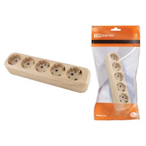 Колодка розеточная 5-м. с/з TDM 16А 250В Эко Сосна SQ1806-0054