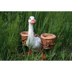 Фигура садовая Кашпо гусь с корзинами 34х30х40 см
