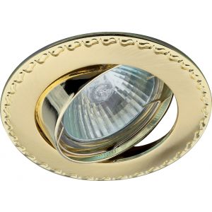 Светильник встраиваемый ЭРА под лампу MR16, «контур с рисунком», поворотный, золото/золото