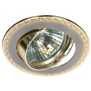 Светильник встраиваемый ЭРА под лампу MR16, «контур с рисунком», поворотный, сатин никель/золото