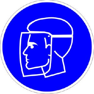 Знак «Работать в защитном щитке» пленка ПВХ 200х200 M08