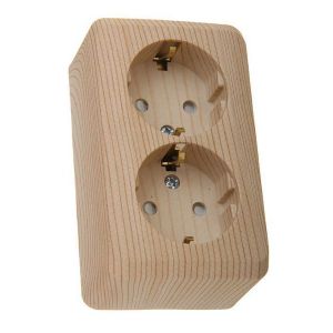 Розетка 2-м. о/у с/з SE ЭТЮД ДАЧА с защ. шторками Сосна PA16-008D