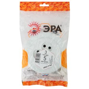 Удлинитель-рулетка 3-м. 5м. б/з ЭРА Белый UR(6)-3-5m
