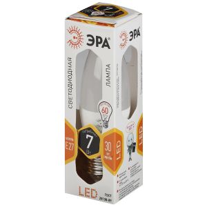 Лампа светодиодная Эра Стандарт Е27 7 Вт 2700К Свеча LED B35-7W-827-E27