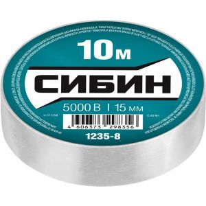 Изолента 15 мм х10 м ПВХ СИБИН 6000В Белая