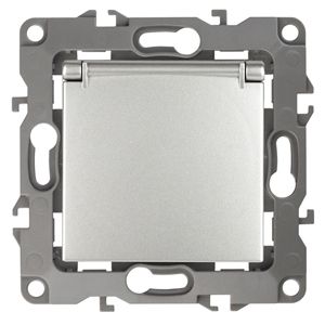 Мех. розетки 1-м. с/у с/з с крышкой ЭРА Алюминий